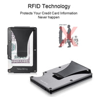 Anti-thief Minimal Metal Wallet - Mini Money Clip - Golonzo -                                                                             