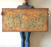 Antique Painting World Map Wall Sticker - Golonzo -                                                                             