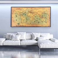 Antique Painting World Map Wall Sticker - Golonzo -                                                                             