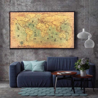 Antique Painting World Map Wall Sticker - Golonzo -                                                                             