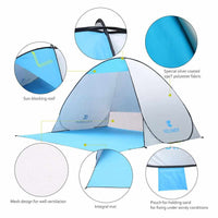 Automatic Pop Up Tent - Breathable Anti UV 2-4 Persons Instant Pop Up Beach Tent - Golonzo -                                                                             