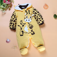 Baby Rompers Thick Warm Hooded Jumpsuits  for Autumn Winter - Golonzo -                                                                             