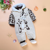 Baby Rompers Thick Warm Hooded Jumpsuits  for Autumn Winter - Golonzo -                                                                             