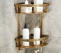 Bathroom Shelves 2 Layer Antique Metal Shower Corner - Golonzo -                                                                             