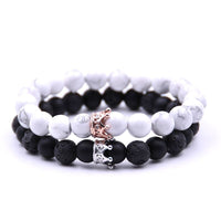 Black-White Couple Bracelet Charms Stone - Golonzo -                                                                             