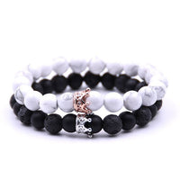 Black-White Couple Bracelet Charms Stone - Golonzo -                                                                             