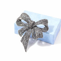 Black Color Rhinestone Bow Brooches - Golonzo -                                                                             