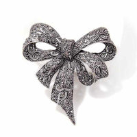 Black Color Rhinestone Bow Brooches - Golonzo -                                                                             