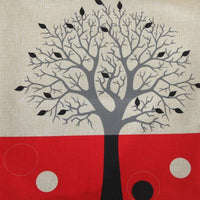 Black Red Tree Pattern Cotton Linen Throw Pillow Cushion Cover - Golonzo -                                                                             