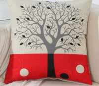 Black Red Tree Pattern Cotton Linen Throw Pillow Cushion Cover - Golonzo -                                                                             