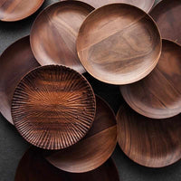 Black Walnut Wooden Dish - Home Creative European Food Plate - Golonzo -                                                                             