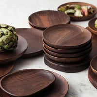 Black Walnut Wooden Dish - Home Creative European Food Plate - Golonzo -                                                                             