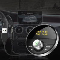 Bluetooth 5.0 Handsfree Car Kit + 3.5mm Jack AUX Audio MP3 Player Wireless FM Transmitter - Golonzo -                                                                             