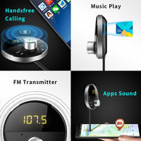 Bluetooth 5.0 Handsfree Car Kit + 3.5mm Jack AUX Audio MP3 Player Wireless FM Transmitter - Golonzo -                                                                             