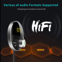 Bluetooth 5.0 Handsfree Car Kit + 3.5mm Jack AUX Audio MP3 Player Wireless FM Transmitter - Golonzo -                                                                             