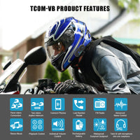 Bluetooth Interphone Motorcycle Helmet Wireless Headset Intercom for 3 Rider+FM Radio - Golonzo -                                                                             