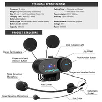 Bluetooth Interphone Motorcycle Helmet Wireless Headset Intercom for 3 Rider+FM Radio - Golonzo -                                                                             