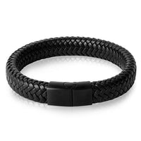 Braided Leather Bracelet Stainless Steel Magnetic Clasp Fashion Bangles - Golonzo -                                                                             