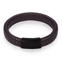 Braided Leather Bracelet Stainless Steel Magnetic Clasp Fashion Bangles - Golonzo -                                                                             