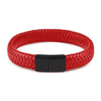 Braided Leather Bracelet Stainless Steel Magnetic Clasp Fashion Bangles - Golonzo -                                                                             