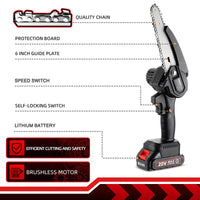 Brushless Saw 6 Inch Handheld Portable Mini Electric Chainsaw - Golonzo -                                                                             
