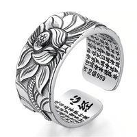 Buddhistic Lotus Ring with Heart Sutra - Golonzo -                                                                             