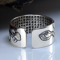 Buddhistic Lotus Ring with Heart Sutra - Golonzo -                                                                             