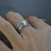 Buddhistic Lotus Ring with Heart Sutra - Golonzo -                                                                             