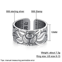 Buddhistic Lotus Ring with Heart Sutra - Golonzo -                                                                             