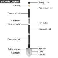 Camping Shovel Folding Durable Survival Shovel Multitool for Camping Gardening Off Roading Outdoor Survial - Golonzo -                                                                             