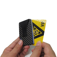 Carbon Fiber Metal Mini Slim Wallet - Men's Credit Card ID Holder With RFID - Golonzo -                                                                             