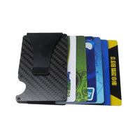 Carbon Fiber Metal Mini Slim Wallet - Men's Credit Card ID Holder With RFID - Golonzo -                                                                             
