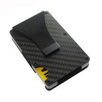 Carbon Fiber Metal Mini Slim Wallet - Men's Credit Card ID Holder With RFID - Golonzo -                                                                             