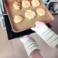 Cartoon Cat Paws Oven Mitts Long Cotton Baking - Golonzo -                                                                             