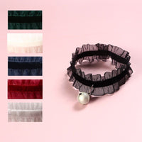 Cat Collar Lace Black Choke with Bell Floral Pattern - Golonzo -                                                                             