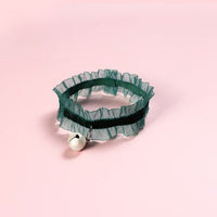 Cat Collar Lace Black Choke with Bell Floral Pattern - Golonzo -                                                                             