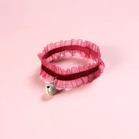 Cat Collar Lace Black Choke with Bell Floral Pattern - Golonzo -                                                                             