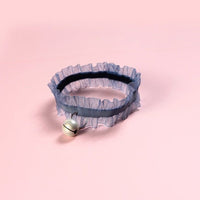 Cat Collar Lace Black Choke with Bell Floral Pattern - Golonzo -                                                                             