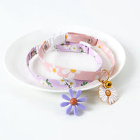 Cat Collar with Bell Floral Pattern Daisy Flower Adjustable Safety Breakaway Collars for Cats Kitten Summer - Golonzo -                                                                             