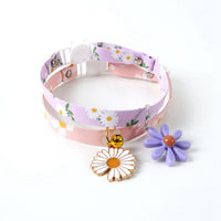 Cat Collar with Bell Floral Pattern Daisy Flower Adjustable Safety Breakaway Collars for Cats Kitten Summer - Golonzo -                                                                             