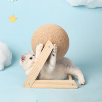 Cat Scratching Ball Wood Stand - Kitten Grinding Paws - Golonzo -                                                                             