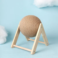 Cat Scratching Ball Wood Stand - Kitten Grinding Paws - Golonzo -                                                                             