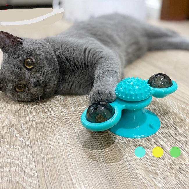 Cat Windmill Toy Funny Massage Rotatable Cat Toys With Catnip - Golonzo -                                                                             
