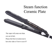 Ceramic Steam Hair Straightener Curler - Professional Flat Iron Vapor Straightening Iron - Golonzo -                                                                             