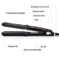 Ceramic Steam Hair Straightener Curler - Professional Flat Iron Vapor Straightening Iron - Golonzo -                                                                             