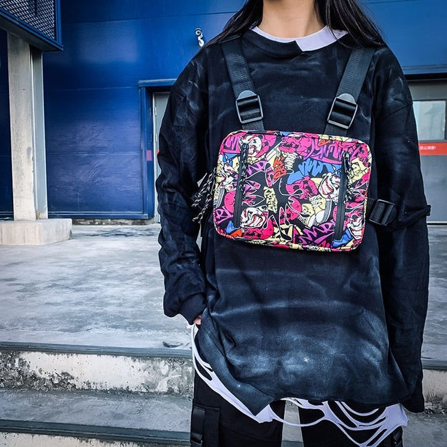 Chest Bag Fashion Double Rectangle Streetwear - Golonzo -                                                                             