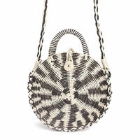 Chic Handmade Paper Rattan Woven Round Handbag - Golonzo -                                                                             