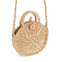 Chic Handmade Paper Rattan Woven Round Handbag - Golonzo -                                                                             