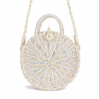 Chic Handmade Paper Rattan Woven Round Handbag - Golonzo -                                                                             