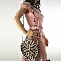 Chic Handmade Paper Rattan Woven Round Handbag - Golonzo -                                                                             